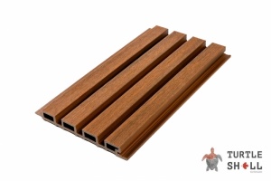 Реечная панель ДПК Мидл Лайнс, Тайский Тик (Thai Teak), Коэкструзия от бренда Тёртл Шелл — идеально для отделки наружных стен (фасад, цоколь,кровельный свет, гараж, беседка)