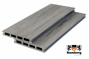 Пустотелая террасная доска дпк Bamberg Square Fossiled, English Barnwood (Окаменелое дерево)  — Black Deck