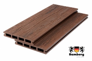 Пустотелая террасная доска дпк Bamberg Square Fossiled, African Bubinga (Окаменелое дерево)  — Black Deck